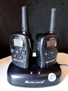 lot 157 image: Midland LXT500 Water Resistant Xtra Talk 2-Way Radio, 2 Pack With Charging Base & Power Supply