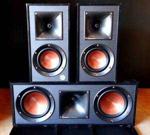 lot 191 image: BIG $ ITEM - Klipsch R-41M Powerful Detailed Bookshelf Home Speaker Set of 2 Black  Reference R-52C Center channel speaker