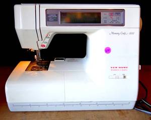 lot 214 image: BIG $ ITEM - New Home Memory Craft 8000 Computerized Sewing Machine - POWER TESTED GOOD