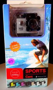 lot 257 image: FULL HD 1080p WATERPROOF SPORTS CAM wACCESORIES - NEW IN BOX