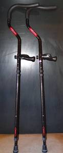 lot 288 image: PAIR - Galleon - DonJoy Rebound Ergonomic Crutches - ADJUSTABLE WITH SHOCK ABSORBING FOOT