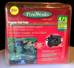 lot 301 image: PONDWORKS PREMIUM POND PUMP - 475 GALLONS PER HOUR - NIP