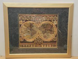 lot 87 image: Framed world map