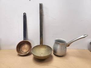 lot 255 image: Selection of vintage metal water ladles