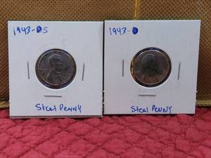 lot 220 image: Selection of 2 Steel pennies 1943S and 1943
