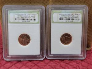 lot 195 image: Selection of 2 - 2009 Lincoln commemorative pennies