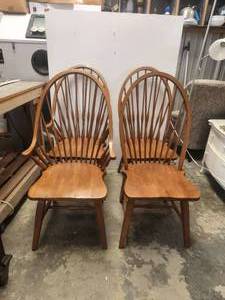lot 182 image: 4 high back dining room chairs - colonial style
