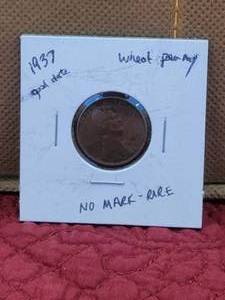lot 145 image: 1937 Wheat penny with no markings