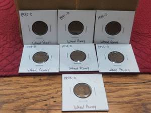 lot 138 image: Selection of Wheat Pennies - 1940, 41, 46, 48, 53, 55, and 1958D
