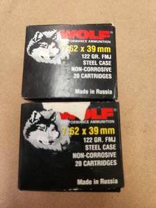 lot 110 image: 2 boxes of 7.62 x 39mm ammo