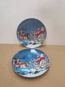 lot 63 image: Christmas plate - Santa and his sleigh by Nantucket