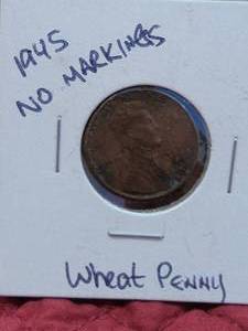 lot 9 image: 1945 Wheat penny with no markings