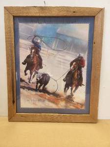 lot 51 image: Cowboys wrangling cattle artwork by Dan McManis 1994