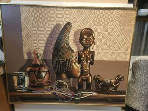 lot 89 image: Large, framed artwork by Ubah Keeyana