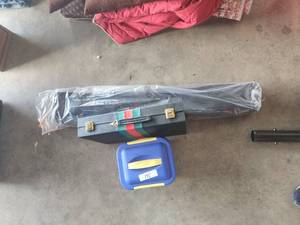 lot 195 image: Selection of games and soft top foldable table