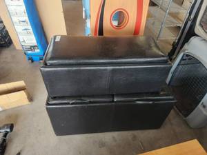 lot 191 image: Selection of 2 black cushioned top storage footrest-bins