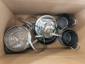 lot 64 image: Selection of pots and pans