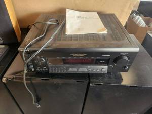 lot 97 image: Sony Audio-Video control center with remote and a pair of infinity speakers
