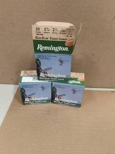 lot 109 image: 3 boxes of 20-gauge shells - 2 full, and 1 missing a few