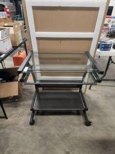 lot 131 image: Glass top computer desk  19d by 26w by 30h