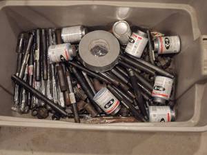 lot 216 image: Bin with gas line supplies and fittings