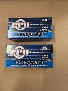lot 151 image: 2 boxes of 38 special shells - total of 100 rounds