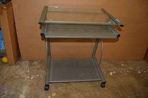lot 13 image: Rolling Glass Top and Metal Student Desk
