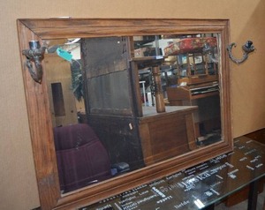 lot 11 image: Vintage Mirror with Dual Candle Sconces