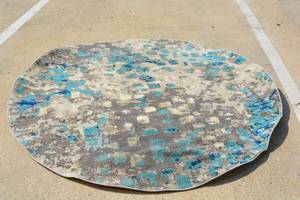 lot 26 image: 78 (67) Round Area Rug by Safavieh Monaco with Grey Light Blue Design