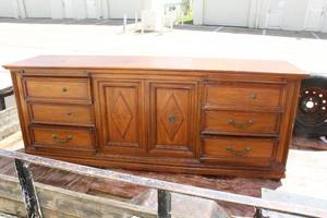 lot 51 image: Vintage DresserBuffet Cabinet 82W x 20D x 32H as shown