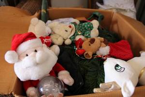 lot 58 image: Christmas Tree with Stand and Plush Christmas Toys
