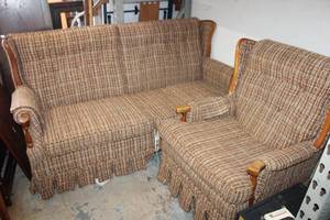 lot 33 image: Vintage Mid-Century Sleeper Couch and Chair