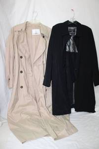 lot 92 image: London Fog Raincoat Size 8 and Black Lined Jacket Size Med.