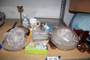 lot 38 image: Misc. Crystal Candy Dishes, Vintage Barbie Doll and More