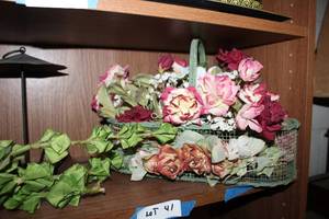 lot 41 image: Home Dcor Wire Basket Flower Arrangement, Wall Plant Holder and More