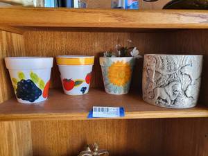 lot 113 image: Painted Flower Pots and Ceramic Planter