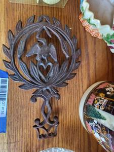 lot 116 image: Misc. Home Dcor Fish Salt and Pepper Shakers, Iron Trivet, Lidded Candy Dish and More