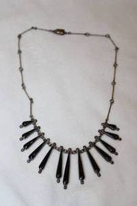 lot 117 image: Vintage Taxco Sterling silver Black Onyx station 14L necklace with push button box clasp. Marked Mexico 925 TH-167