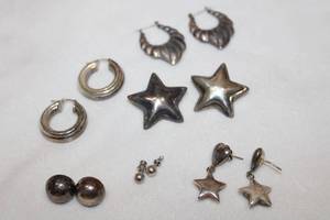 lot 132 image: (6) Pairs of Sterling silver earrings. All marked.