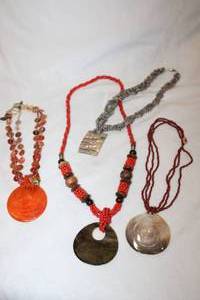 lot 182 image: (4) Paua Shell necklaces. One is signed Coldwater Creek brand.