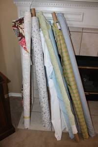 lot 35 image: Bolts of Fabric - 7 different kinds for Upholstery of Curtain type