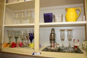 lot 60 image: Crystal and Glass Wine Glasses, Cork Toppers, Drink Mixer