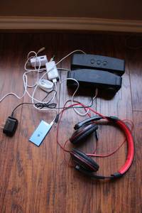lot 78 image: Sentry Headphones, iPod, Pair of Magnetic Bluetooth Speakers, USB Chargers