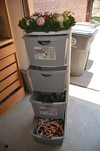 lot 159 image: Plastic Storage Utility 4-Drawer and Contents - each Drawer holds 52 Qts
