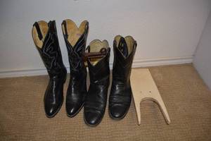 lot 105 image: 2 Pair Mens Cowboy Boots - Nocona Black Boots Size 12, Other Pair Label is Unreadable