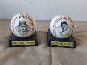 lot 23 image: Nolan Ryan and Willie Mays Commemorative edition baseballs