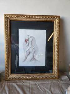 lot 25 image: Very nice Framed and matted Watercolor and pencil artwork by C. Ruskin (signed)