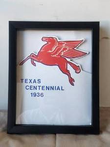 lot 29 image: Vintage framed Mobil - Texas Centennial 1936 advertisement