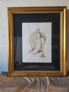lot 54 image: Very nice Framed and matted Watercolor and pencil artwork by C. Ruskin (signed)