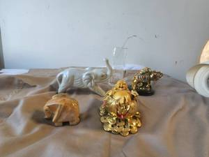 lot 59 image: Selection of Asian themed home decor. Budha and Elephants